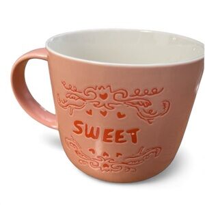 Opalhouse Pink “Sweet” Embossed Heart Mug | Stoneware Coffee Tea Cup